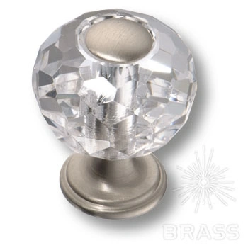 Brass Ручка кнопка 0737-006-1 латунь никель с кристаллом фото 1
