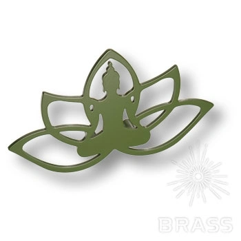 Brass Ручка скоба KKP-1020-B71-Soft Будда на лотосе зелёный 32 мм фото 1