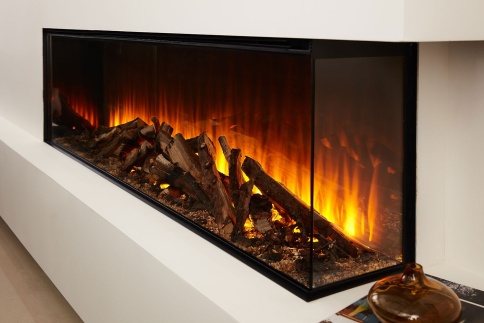 Трехсторонний электрокамин с обогревом BRITISH FIRES New Forest 1600 with Deluxe Real logs - 1600 мм фото 2