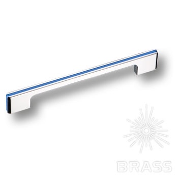 Brass Ручка скоба 182160MP02PL12 глянцевый хром с синей вставкой 160 мм фото 1
