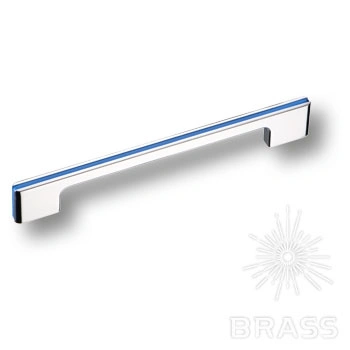 Brass Ручка скоба 182160MP02PL12 глянцевый хром с синей вставкой 160 мм фото 1
