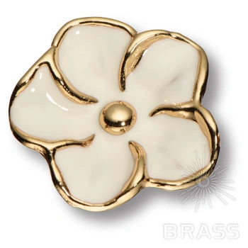 Brass Ручка кнопка SMALL PAPATYA-69-WHITE PEARL глянцевое золото фото 1