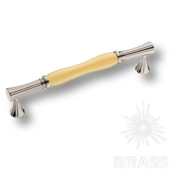 Brass Ручка скоба 2204-51-160-YELLOW PEARL жёлтый / глянцевый никель 160 мм фото 1