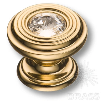 Brass Ручка кнопка эксклюзивная коллекция 9953-100 глянцевое золото с кристаллом Swarovski фото 1