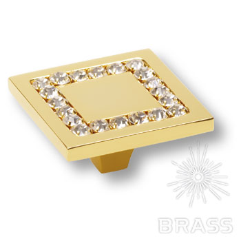 Brass Ручка кнопка 0771-003-3 латунь глянцевое золото с кристаллами Swarovski фото 1