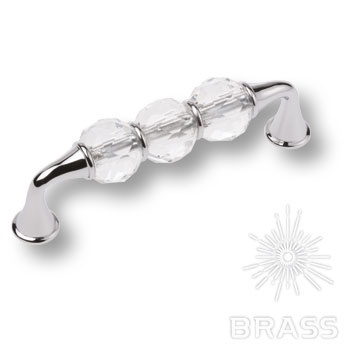 Brass Ручка скоба 2537-005-96 латунь глянцевый хром с кристаллами 96 мм фото 1