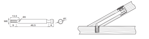 BRASS 11.03.575-1 Дюбель шарнирный для «SYSTEM S», М6, сталь фото 3