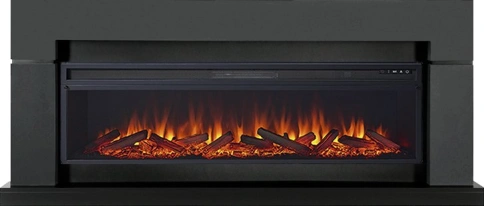 Каминокомплект Lindos Graphite Grey (линейный) с очагом Vision 60 LOG LED фото 1