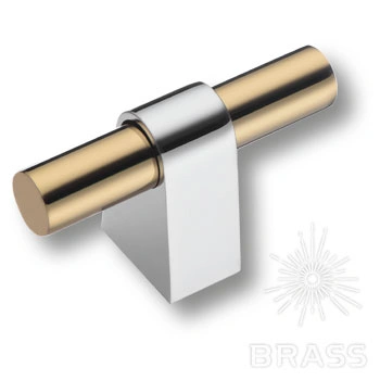 Brass Ручка кнопка 8966 0008 CR-GL глянцевый хром / глянцевое золото фото 1
