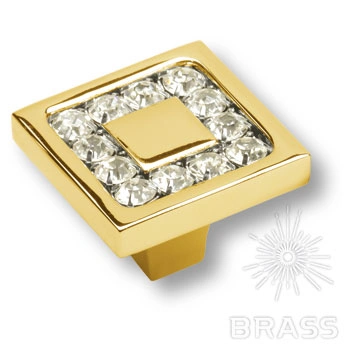 Brass Ручка кнопка 0771-003-2 латунь глянцевое золото с кристаллами Swarovski фото 1