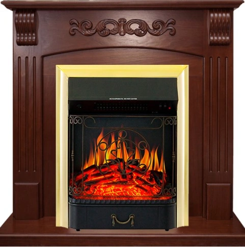 Каминокомплект Sorrento угловой - Орех с очагом Majestic FX Brass фото 2