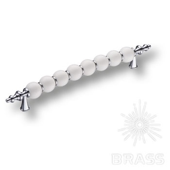 Brass Ручка скоба 2095-10-160-000 белый / глянцевый хром 160 мм фото 1