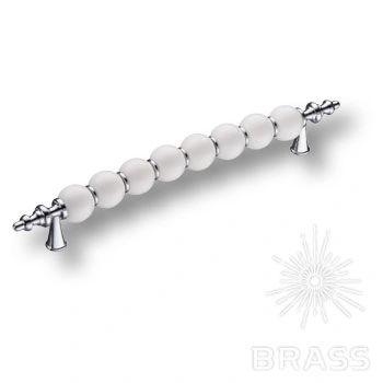 Brass Ручка скоба 2095-10-160-000 белый / глянцевый хром 160 мм фото 1