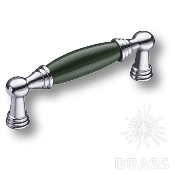 Brass Ручка скоба 1160-10-96-GREEN зелёный / глянцевый хром 96 мм фото 1