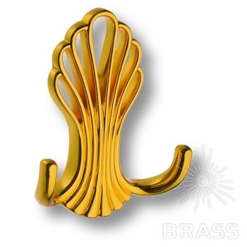 Brass Крючок мебельный двухрожковый 746MP11 глянцевое золото фото 1
