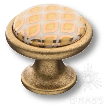 Brass Ручка кнопка 3008-40-000-456 орнамент / старая бронза фото 1
