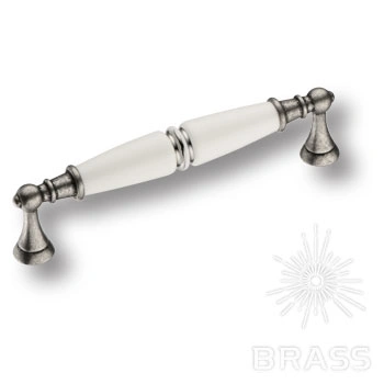 Brass Ручка скоба 2119-80-128-000-SILVER LINE старое серебро / белый 128 мм фото 1