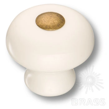 Brass Ручка кнопка 3030-40-000 белый / старая бронза (3030-013-000) фото 1