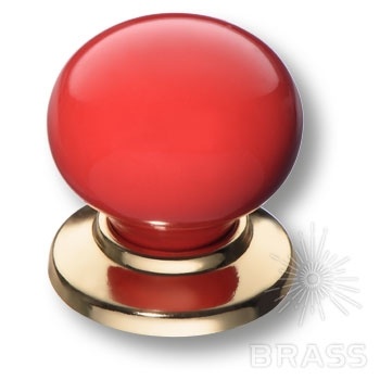 Brass Ручка кнопка 3005-60-RED красный / глянцевое золото фото 1