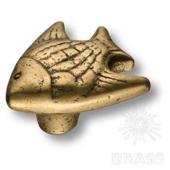 Brass Ручка кнопка рыбка морская коллекция 503L2 старая бронза фото 1