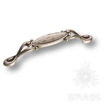 Brass Ручка скоба 15.090.96.PO23W.16 цветочный орнамент / старое серебро 96 мм фото 1