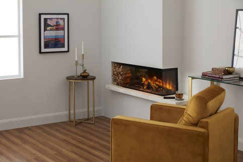 Трехсторонний электрокамин с обогревом BRITISH FIRES New Forest 870 with Signature logs - 870 мм фото 3