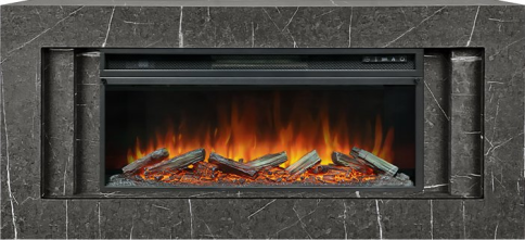 Каминокомплект Line 42 SFT Stone Touch - Серый мрамор с очагом Vision 42 LOG LED фото 1