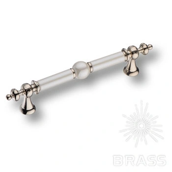 Brass Ручка скоба 2231-51-128-PEARL глянцевый никель / перламутровый 128 мм фото 1