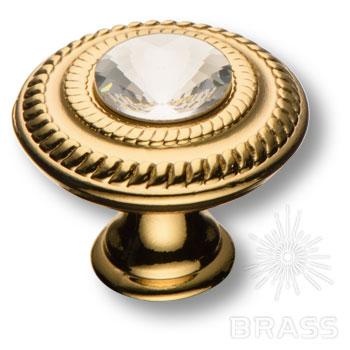 Brass Ручка кнопка эксклюзивная коллекция 15.346.30.SWA.19 глянцевое золото 24K с кристаллом Swarovski фото 1
