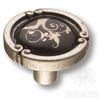 Brass Ручка кнопка 15.090.35.PO26B.16 цветочный орнамент / старое серебро фото 1