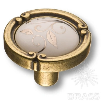 Brass Ручка кнопка 15.090.35.PO23W.12 цветочный орнамент / античная бронза 128 мм фото 1