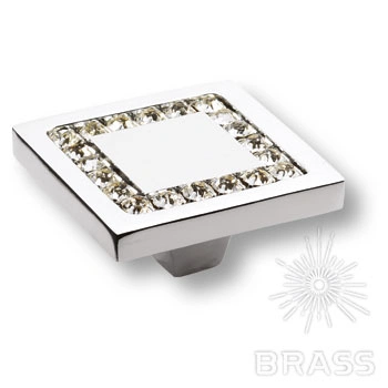 Brass Ручка кнопка 0771-005-3 латунь глянцевый хром с кристаллами Swarovski фото 1