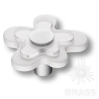 Brass Ручка кнопка детская 678BL цветок белый фото 1