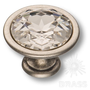 Brass Ручка кнопка эксклюзивная коллекция 27.35.16 SWA старое серебро с кристаллами Swarovski фото 1