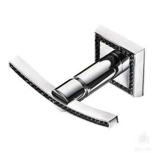 Brass Крючок однорожковый с кристаллами SWA 3506-2-75-005 BLACK глянцевый хром с черными кристаллами фото 1
