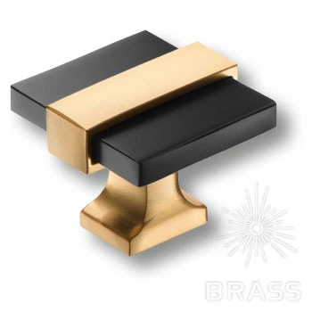 Brass Ручка кнопка 37-Matt Gold-Matt Black сатинированное золото-черный фото 1