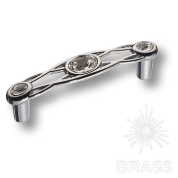 Brass Ручка скоба эксклюзивная коллекция 15.133.64.SWA.07 глянцевый хром с кристаллами Swarovski 64 мм фото 1
