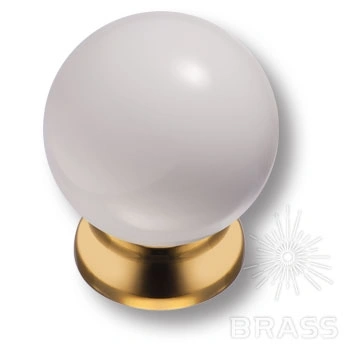 Brass Ручка кнопка 5102-102 глянцевое золото с белым шаром фото 1