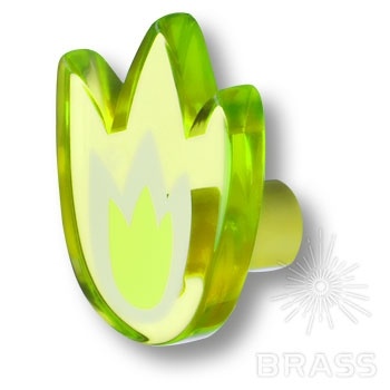 Brass Ручка кнопка детская 665VEX тюльпан зеленый фото 1