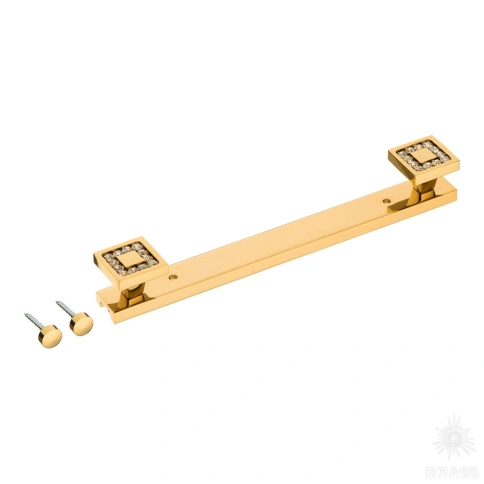 Brass Крючок мебельный двухрожковый с кристаллом 0471-003-2/2 глянцевое золото фото 1