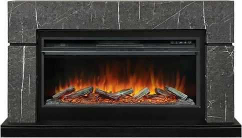 Каминокомплект Lindos 42 SFT - Серый мрамор (Ширина 1470мм) с очагом Vision 42 LOG LED фото 1