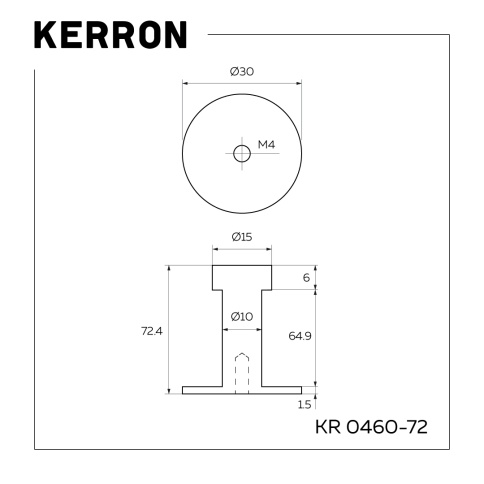 Крючок мебельный однорожковый KR 0460-72 BL чёрный 72 мм фото 2