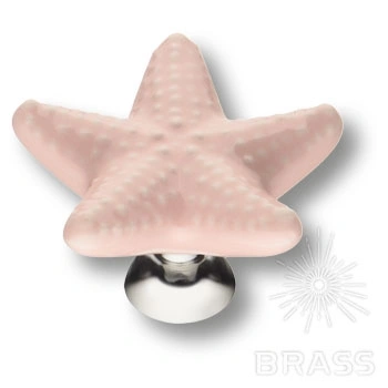Brass Ручка кнопка STAR 004 розовый /глянцевый хром фото 1