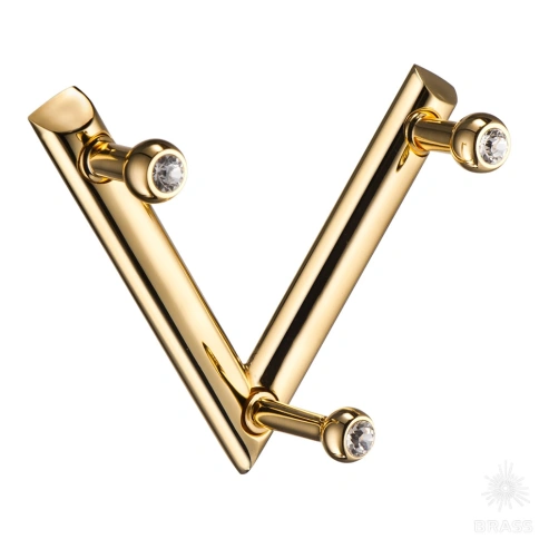 Brass Крючок мебельный трехрожковый с кристаллом 0493-003-V2 SWR глянцевое золото фото 1
