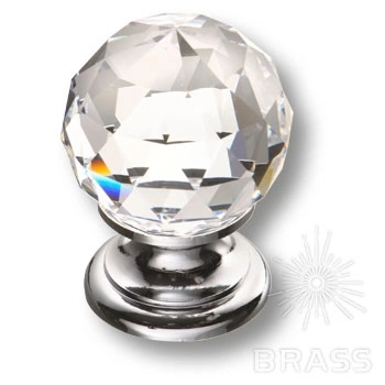 Brass Ручка кнопка эксклюзивная коллекция 9932-400 глянцевый хром с кристаллом Swarovski фото 1