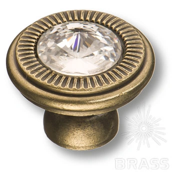 Brass Ручка кнопка эксклюзивная коллекция 25.319.30.SWA.12 античная бронза с кристаллом Swarovski фото 1