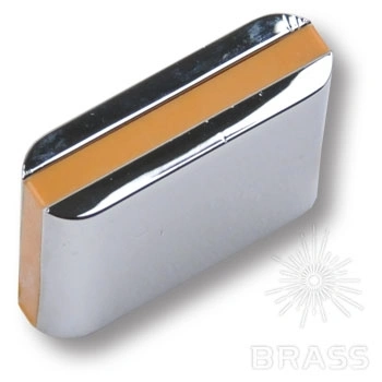 Brass Ручка кнопка 429025MP02PL18 глянцевый хром с бежевой вставкой 16 мм фото 1