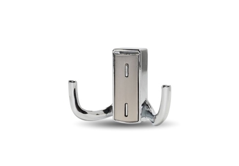 Крючок мебельный двухрожковый RZ397Z.002CP.NN хром-брашированный никель фото 1
