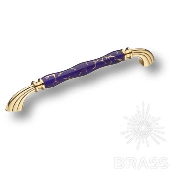 Brass Ручка скоба 1905-60-192-COBALT 449 GOLD синий / орнамент (рисунок) / глянцевое золото 192 мм фото 1