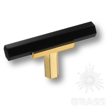 Brass Ручка кнопка модерн 74-Matt Gold/Matt Black сатинированное золото/черный фото 1